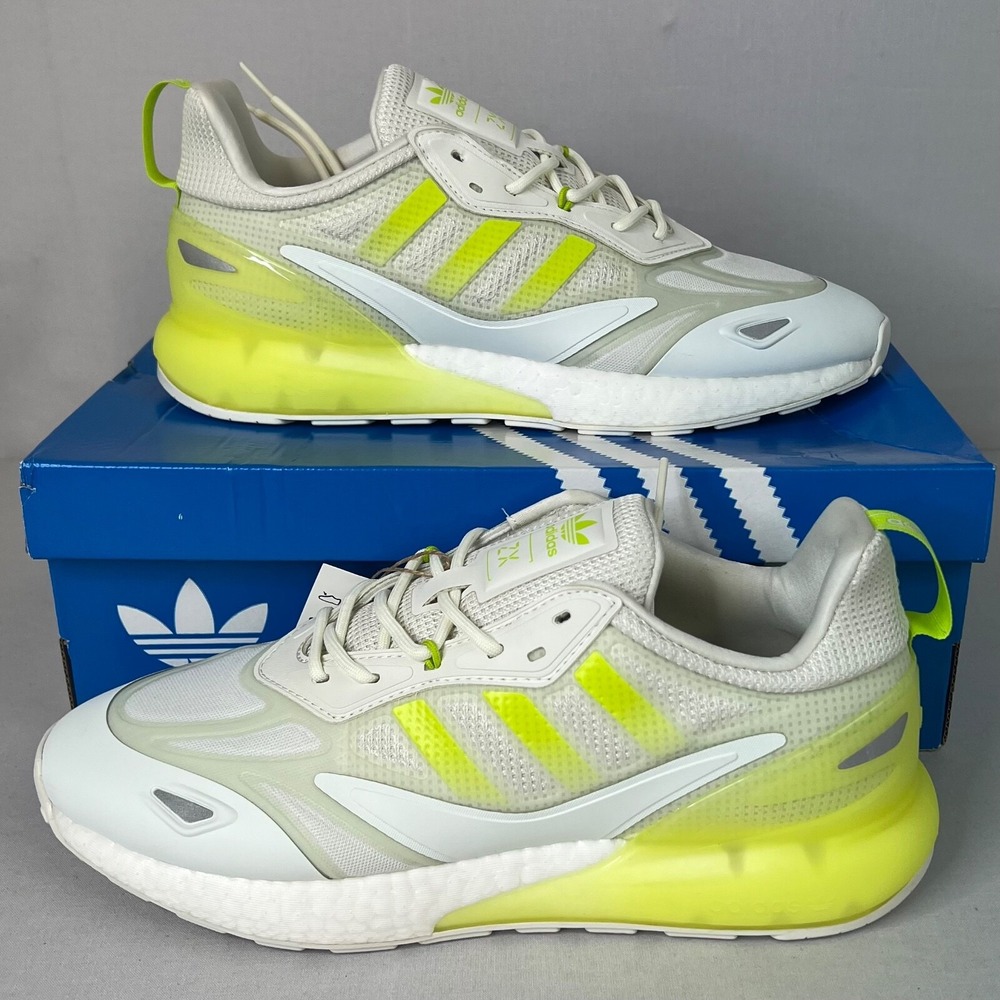 Adidas Men's Originals ZX 2K Boost 2.0 Neon Slime Green White Sneakers Sz 10.5